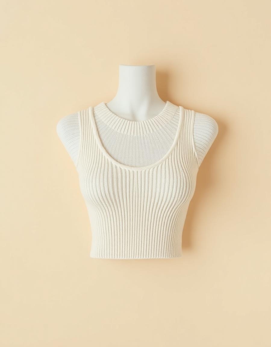 Rib Knit Top, crème